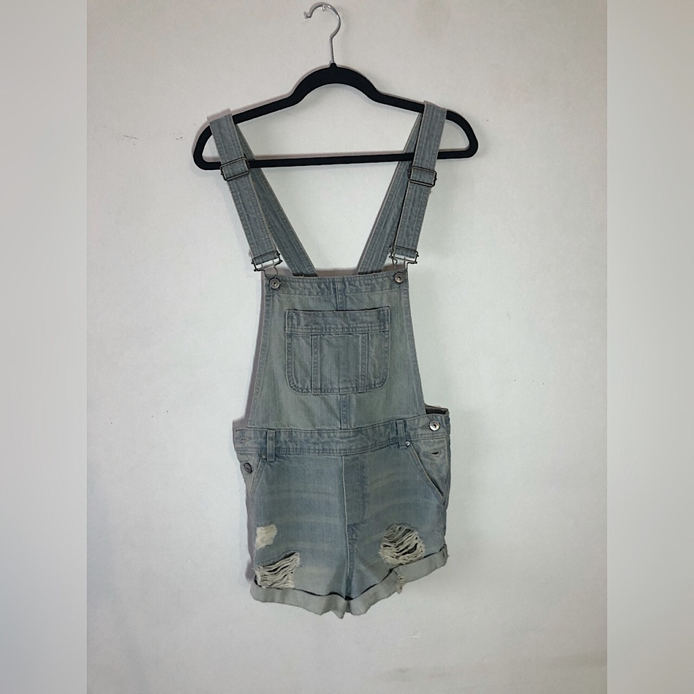 Denim short overalls